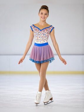The Line Up Custom One-of-a-Kind Ice Skating Dance Dress Girls Size confetti 8